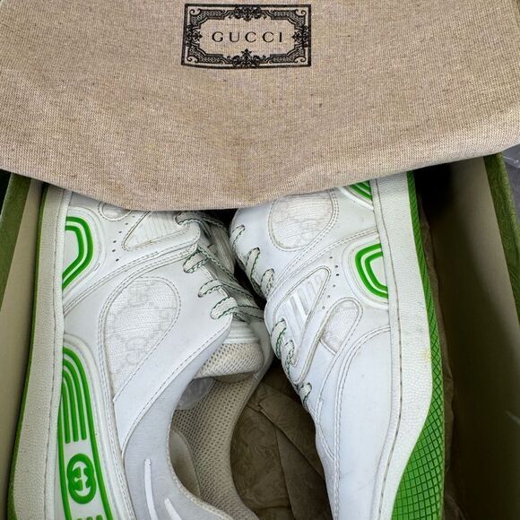 Gucci Basket Low 'White Demetra Green' Trainers 698785 Size 9 - Picture 16 of 16